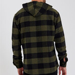 Checkered Hooded Flannel Shirt // Black + Gray (XL)