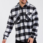 Checkered Hooded Flannel Shirt // Black + White (L)