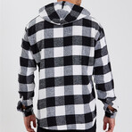 Checkered Hooded Flannel Shirt // Black + White (L)