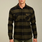 Checkered Flannel Shirt // Black + Green (XS)