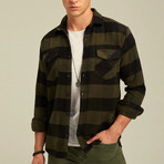 Checkered Flannel Shirt // Black + Green (S)