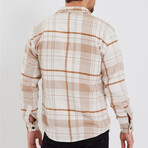 Checkered Flannel Shirt // Brown + Beige + White (L)