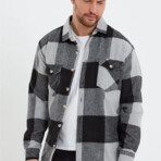 Checkered Flannel Shirt // Black + Gray (S)