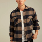 Checkered Flannel Shirt // Black + Brown (XS)