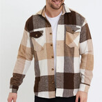 Checkered Flannel Shirt // Brown + Beige + White (S)