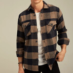 Checkered Flannel Shirt // Black + Brown (XS)