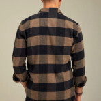 Checkered Flannel Shirt // Black + Brown (2XL)