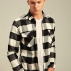 Checkered Flannel Shirt // Black + White (M)