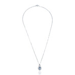 14K White Gold Diamond + Aquamarine Necklace // 18" // Pre-Owned