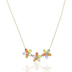 18K Yellow Gold Sapphires + Diamond Necklace // 16" // New