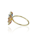 18K Yellow Gold Sapphires + Diamond Ring // Ring Size: 7 // New