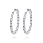 18K White Gold Diamond Hoop Earrings // New