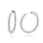 18K White Gold Diamond Hoop Earrings // New