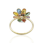 18K Yellow Gold Sapphires + Diamond Ring // Ring Size: 7 // New