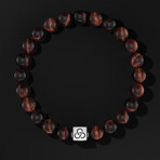 Essential Red Tiger Eye Bracelet // Silver + Red (X-Small)