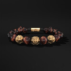 Premium Red Tiger Eye Bracelet // Gold + Red (X-Small)