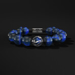 Waves Blue Tiger Eye Bracelet // Silver + Blue (X-Small)