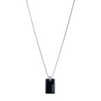 Thin Round Box Chain With Dog Tag // Black
