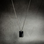 Thin Round Box Chain With Dog Tag // Black