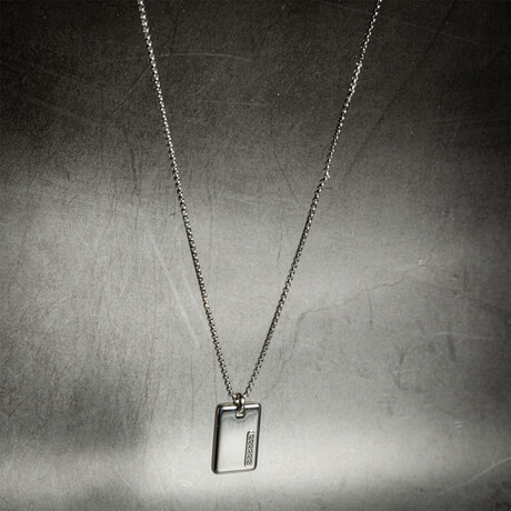 Thin Round Box Chain With Dog Tag // Silver