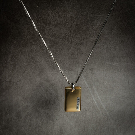Thin Round Box Chain With Dog Tag // Gold