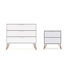 Rockefeller Mid Century Modern Dresser + Nightstand // Set of 2 (White)