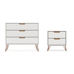 Rockefeller Mid Century Modern Dresser + Nightstand // Set of 2 (White)