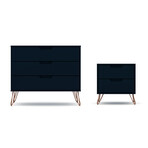 Rockefeller Mid Century Modern Dresser + Nightstand // Set of 2 (White)