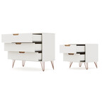 Rockefeller Mid Century Modern Dresser + Nightstand // Set of 2 (White)