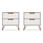 Rockefeller 2-Drawer Nightstand // Set of 2 // v1 // Off White and Nature