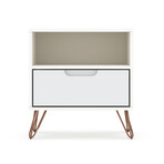 Rockefeller 1.0 Mid-Century Modern Nightstand + 1 Drawer (White)