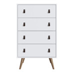 Amber Tall Dresser + Nightstand Set // Faux Leather Button Handles (White)