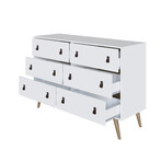 Amber Double Wide Dresser + Nightstand // Faux Leather Button Handles // Set of 2 (White)