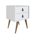 Amber Double Wide Dresser + Nightstand // Faux Leather Button Handles // Set of 2 (White)