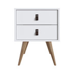 Amber Tall Dresser + Nightstand Set // Faux Leather Button Handles (White)