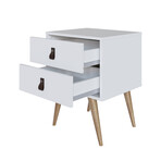 Amber Double Wide Dresser + Nightstand // Faux Leather Button Handles // Set of 2 (White)