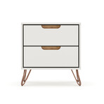 Rockefeller 2-Drawer Nightstand // Set of 2 // v1 // Off White and Nature