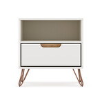 Rockefeller 1.0 Mid-Century Modern Nightstand + 1 Drawer (White)