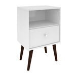 Liberty Mid-Century Modern Nightstand 1.0 // 1 Cubby Space + 1 Drawer (White)