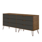 Rockefeller 6-Drawer Double Low Dresser + Metal Legs (Black)