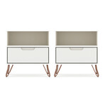 Rockefeller 1-Drawer Nightstand // Set of 2 // v2 // Off White and Nature