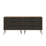 Rockefeller 6-Drawer Double Low Dresser + Metal Legs (Black)