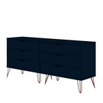 Rockefeller 6-Drawer Double Low Dresser + Metal Legs (Black)