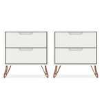 Rockefeller 2-Drawer Nightstand // Set of 2 // v2 // Off White and Nature