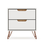 Rockefeller 2.0 Mid-Century Modern Nightstand + 2 Drawer (White)