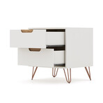 Rockefeller 2.0 Mid-Century Modern Nightstand + 2 Drawer (White)