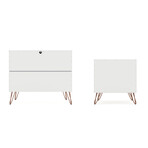 Rockefeller Mid Century Modern Dresser + Nightstand // Set of 2 (White)