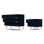 Rockefeller Mid Century Modern Dresser + Nightstand // Set of 2 (White)