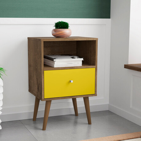 Liberty Mid-Century Modern Nightstand 1.0 // 1 Cubby Space + 1 Drawer (White)