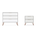 Rockefeller Mid Century Modern Dresser + Nightstand // Set of 2 (White)